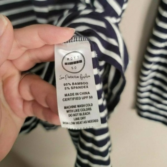 Mott50 Blue & White Nautical Jane Striped Stretch Swing Tunic Top Size Small - Picture 5 of 5